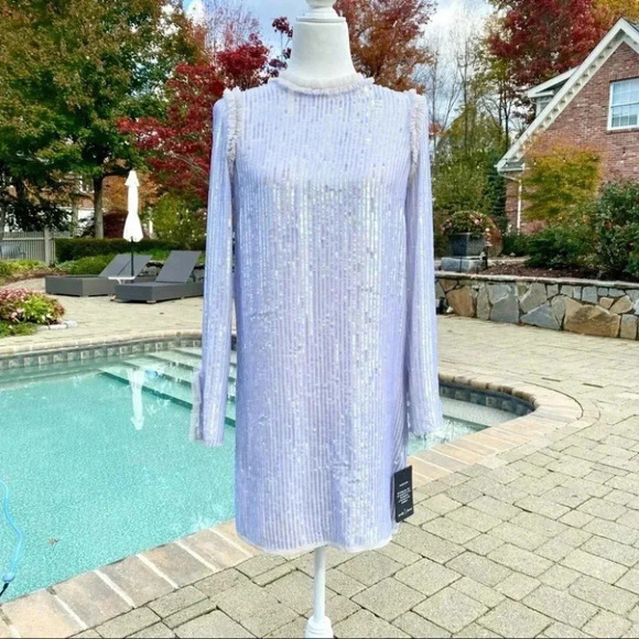NWT Needle & Thread Sequin Long Sleeve Mini Dress Size XS